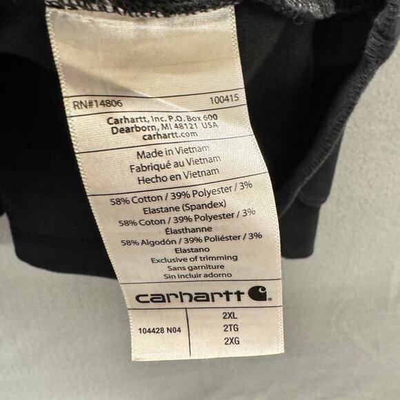 Carhartt 1/2 Zip Thermal Mens 2XL Black Heavyweight Pullover Long Sleeve - Picture 6 of 7